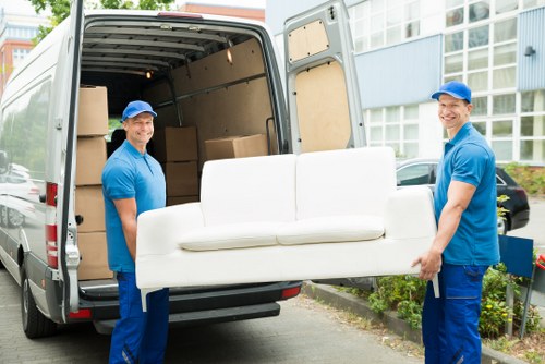 Commercial moving team preparing an office relocation in Peckham