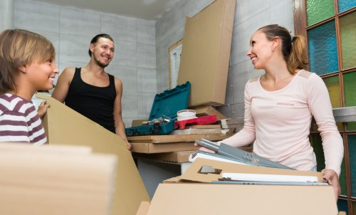 Professional office removals planning in Peckham with boxes and workspace setup