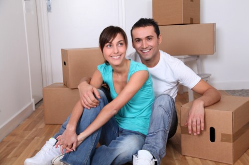 Packed moving boxes prepared for removals in Peckham