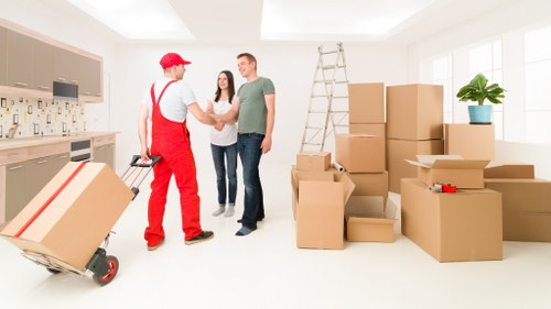 IT equipment and workstations arranged for office relocation